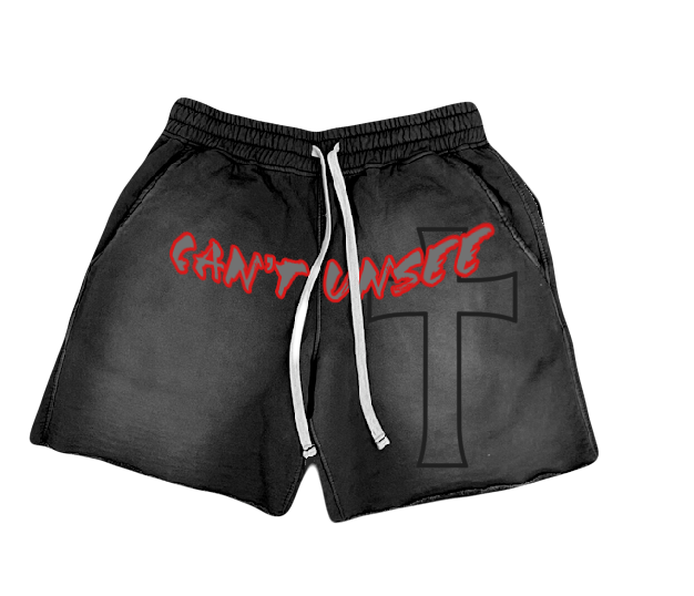 BLACK (DVISHON CANT UNSEE) Washed Shorts